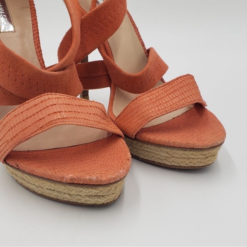 Halston Orange Espadrille Platform Pumps Size 10 - Picture 5 of 15